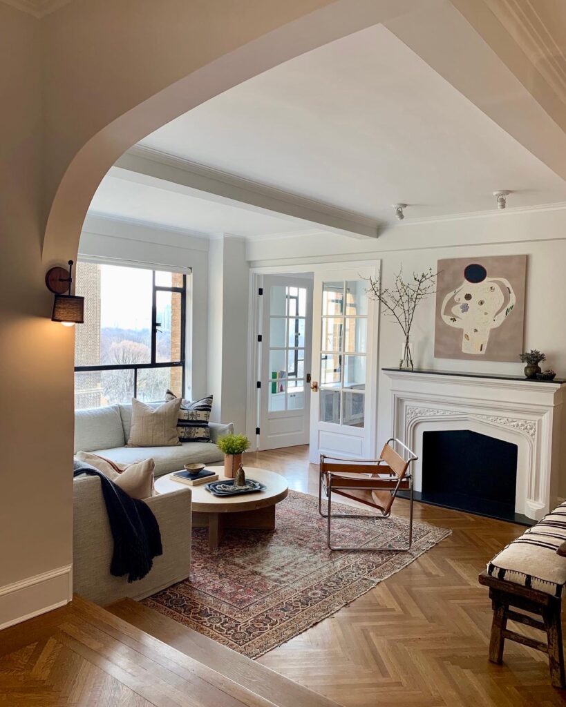 An after photo of a Central Park West Apartment living room after it was redesigned by Liz Zaret and A Little Sprucing